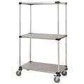 24 Deep x 72 Wide x 92 High 3 Tier Solid Galvanized Mobile Shelving Unit with 1200 lb Capacity