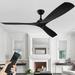 DingLiLighting 60 Modern Ceiling Fan no Light with Remote Control3-Blade Black Ceiling Fan Indoor Outdoor Ceiling Fan for Living Room Bedroom porch patio
