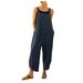 Rompers For Women Dressy Summer Fashion Solid Pocket Long Playsuit Strap Button Womens Jumpsuits Summer Romper Blue XXL