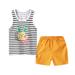 ZRBYWB Little Child Boy Clothes Suit Striped Top Suit Shorts Suit Summer Sleeveless Rabbit Cartoon Pattern Suit Summer Clothes