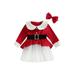 IZhansean Toddler Baby Girls Christmas Dress Long Sleeve Plush Velvet Tutu Dresses Kids Fall Winter Clothes Outfits Red 3-4 Years