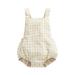 IZhansean Summer Lovely Baby Girl Boy Romper Plaids Print Strap Backless Jumpsuit Clothes Yellow White 0-6 Months