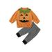 IZhansean Newborn Baby Girls Boys Halloween Outfits Pumpkin Long Sleeve Pullover Tops Stripe Pants Clothes Orange 0-6 Months