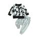 GXFC Toddler Baby Boys Halloween Two Piece Outfits Infant Boys Long Sleeve Scary Graphic Print Sweatshirt+Elastic Pants Set Newborn Boys Halloween Day Fall Costume 2Pcs 0-3T