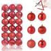 CSCHome Christmas New Shaped 36 Plastic Balls Plating Classic Christmas Ball Hanging Christmas Tree Hanging Decorations Decorations Set(Red)