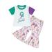 IZhansean 2Pcs Toddler Baby Girls Summer Outfits Short Sleeve Letter Print T-Shirt Mermaid Flared Pants Clothes White Pink 12-18 Months