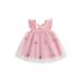 Baby Girls Summer Princess Dress Fly Sleeve Square Neck 3D Butterfly Tutu Tulle Dress Infant Girl Outfit