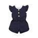 IZhansean Summer Kids Toddler Baby Girls Romper Sleeveless Ruffle Bodysuit Jumpsuit Outfits Blue 1-2 Years