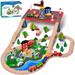 Fun Little Toys 88PCs Wooden Play Set Enchanting Wooden Train Set for Toddlers Age 3+