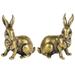 1 Pair of Antique Rabbit Ornaments Brass Rabbit Statues Vintage Animal Figurines Tea Pet