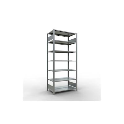 SCHULTE Lagertechnik Grundregal, Büro-Fachbodenregal Stecksystem MULTIplus150, 2300 x 1000 x 600 mm (HxBxT), 7 Fachböden, Längenriegel, verzinkt, mit Mittelanschlag Image