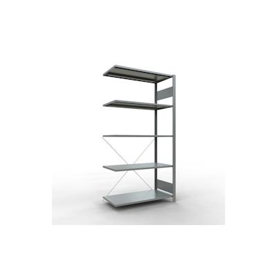 SCHULTE Lagertechnik Anbauregal, Fachbodenregal Stecksystem MULTIplus150, 2000 x 1000 x 500 mm (HxBxT), 5 Fachböden, Kreuzstrebe, verzinkt - Expressline Image