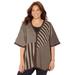 Plus Size Women's V-Neck Pullover Poncho by Catherines in Chai Latte Stripe (Size 4X/5X)