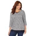 Plus Size Women's Impossibly Soft Duet V-Neck Top by Catherines in Medium Heather Grey (Size 3X)