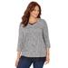 Plus Size Women's Impossibly Soft Duet V-Neck Top by Catherines in Medium Heather Grey (Size 4X)