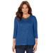 Plus Size Women's Impossibly Soft Duet V-Neck Top by Catherines in Royal Navy (Size 2X)