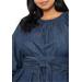 Plus Size Women's Dramatic Faux Wrap Top by ELOQUII in Dark Wash (Size 28)