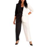 Plus Size Women's Colorblock Pant by ELOQUII in Black Onyx + White S (Size 22)