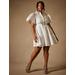Plus Size Women's Bridal by ELOQUII Exaggerated Sleeve Button Dress in True White (Size 20)