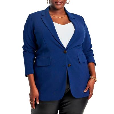 Plus Size Women's The 365 Semi Stretch Two Button Blazer by ELOQUII in Ocean Cavern (Size 14)