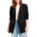 Plus Size Women's Long Relaxed Blazer by ELOQUII in Black Onyx (Size 18)