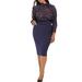 Plus Size Women's Neoprene Pencil Skirt by ELOQUII in Navy (Size 16)