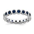 925 Sterling Silver Bezel Polished Patterned Stackable Expressions Created Sapphire Ring Size T 1/2 Jewelry Gifts for Women