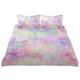 Colorful Abstract Floral Tie Dye Print Pink Green Yellow Mix Color Kids Children Size, 3 PCs Bed Bedspread Sheet Pillowcase Coverlet Set 100% Cotton Bedding Comforter Duvet Cover with Pillowcases