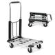 TANGZON Folding Hand Truck, Aluminum Utility Dolly Platform Trolley with Extendable Base, Adjustable Handle & 4 Wheels, 150KG Heavy Duty Sack Barrow for Car House Office Luggage Moving Delivery