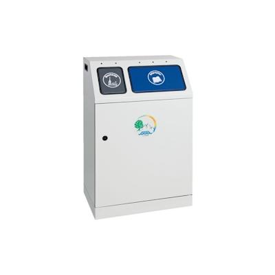 PROREGAL Wertstoffsammler doppel, selbstschließenden Einwurfklappen, 1x 30L + 1x 60L, HxBxT 92x58x38cm, Grau/Blau, Abfallsammler Abfalleimer Image