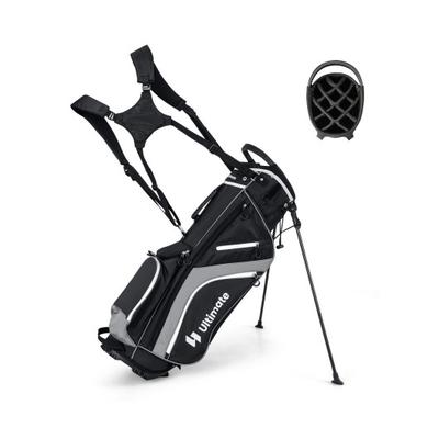 Costway Lightweight Golf Stand Bag with 14 Way Top Dividers and 6 Pockets-Gray