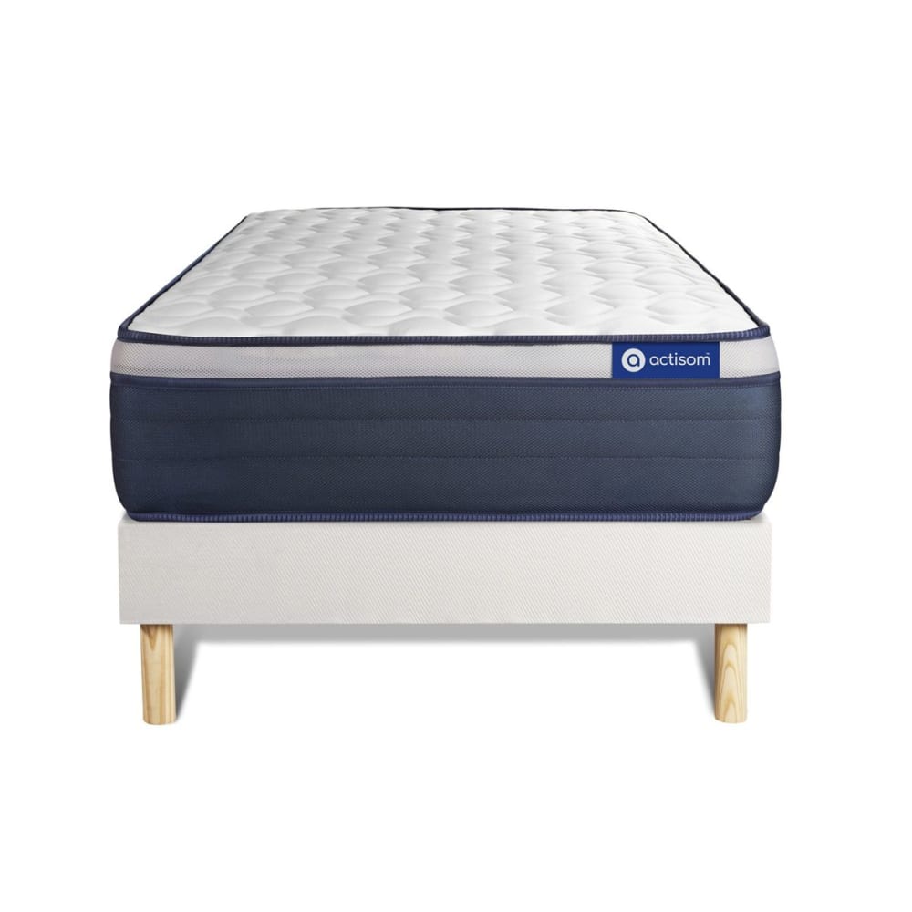 Ensemble 80x190 Matelas Hybride Sommier kit Blanc