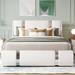 Ivy Bronx Demeatrice Full/Double Storage Platform Bed Upholstered/Metal/Faux leather in White | 38.6 H x 55.9 W in | Wayfair