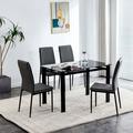 Latitude Run® 47.3 L x 27.6 W Dining Set Glass/Upholstered/Metal in Gray | 29.53 H x 27.6 W x 47.3 D in | Wayfair 8A489A0140624F2785977283B8029391