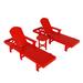 Highland Dunes Danek 77.6" Long Reclining Single Chaise w/ Table Plastic in Red | 37.8 H x 21.1 W x 77.6 D in | Outdoor Furniture | Wayfair