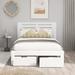 Modern Full Size Platform Bed with 2 Drawers, Solid Wood Storage Bed Frame with Headboard, No Box Spring Needed, White