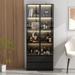 Sleek Modular Curio Wine Cabinet Storage Solution with Glass Doors