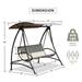 2-Seat / 3-Seat Outdoor Patio Porch Swing, Steel Frame Swing Chair with Adjustable Canopy