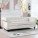 84.65" Traditional Chesterfield 3 Seater Sofa in PU Leather, Nailheads Decor