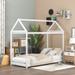 Twin Size Solid Wood House Bed with Roof for Kids, Toddler House Bed Frame, Children's Bed, No Box Spring Needed, White