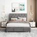 Full Size Velvet Upholstered Storage Bed,Platform Bed with Drawer and Wooden Slat