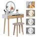 FULLWATT Vanity Table Set with 3 Modes Adjustable Brightness Mirror and Cushioned Stool Dressing Table Vanity Makeup Table with Free Make-up Organizer