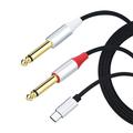 USB Type-C To Dual 6.35mm 1/4 Inch TS Mono Y Insert Cable 3/2/1m 3/2/1m Stereo Audio Cable Connector for Mixing Console Mixer Speaker