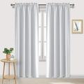 Amay Rod Pocket Curtain Panel Greyish White 120 Inch Wide by 72 Inch Long-1 Panel