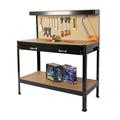 Steel Workbench Tool Storage Work Bench with Drawers and Peg Board Multipurpose Workshop Tools Table for Workshop Garage Easy Assembly Hold up to 300 lbs 55