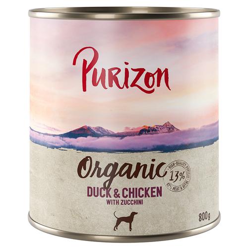 24x 800g Ente und Huhn mit Zucchini Purizon Organic Hundefutter nass