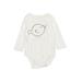 Baby Gap Long Sleeve Onesie: White Print Bottoms - Size 6-12 Month