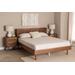 Baxton Studio Rina Mid-Century Modern Ash Walnut Finished Wood 3-Piece Queen Size Bedroom Set with Synthetic Rattan - Wholesale Interiors MG97151-Ash Walnut-Queen-3PC Set