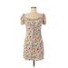 The Andamane Casual Dress - Mini Sweetheart Short sleeves: Ivory Floral Dresses - Women's Size X-Small
