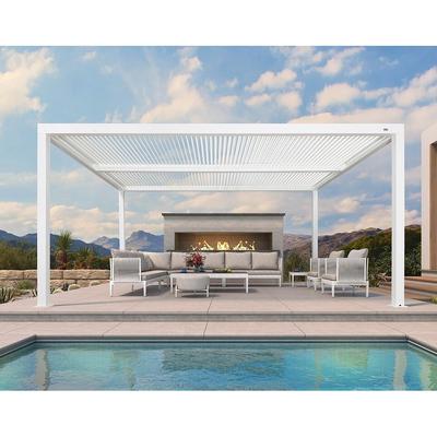 PURPLE LEAF Louvered Pergola Modern White Pergola with Adjustable Roof for Deck Backyard Garden